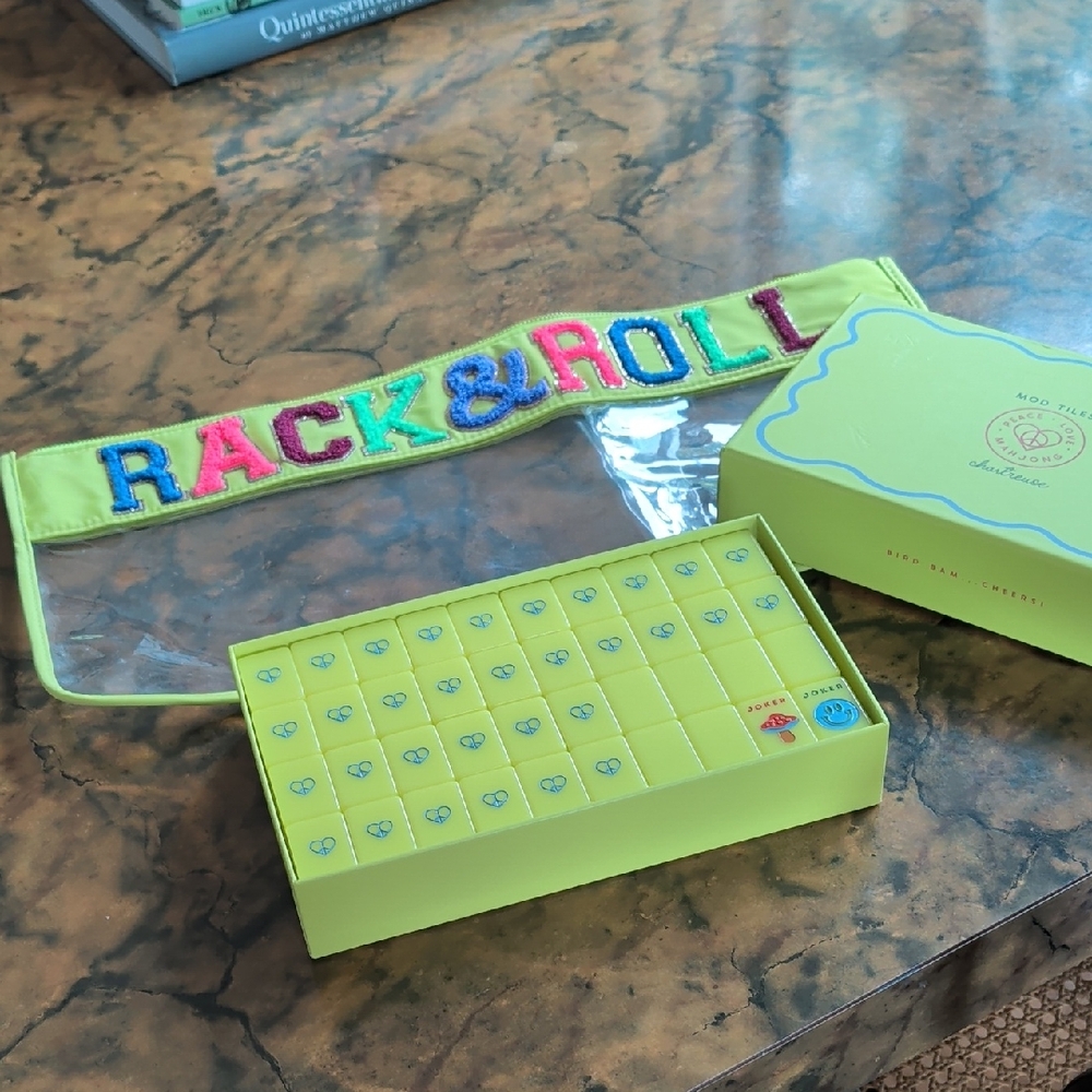 Peace Love Mahj Mod Tile Set & OMM Rack & Roll Case Mahjong